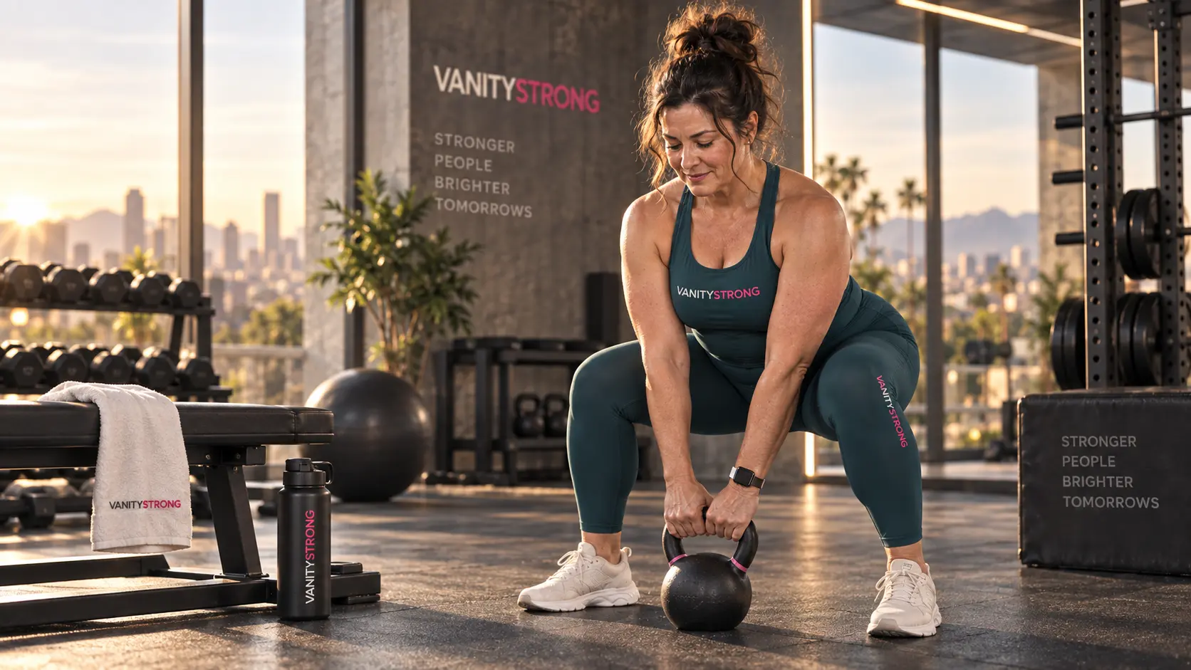 A VanityStrong member performing a kettlebell exercise